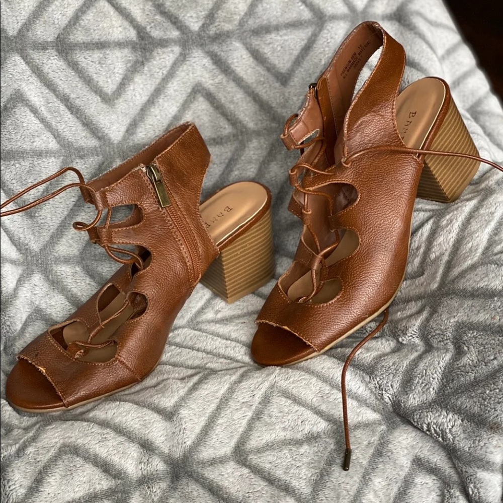 Brown lace heels